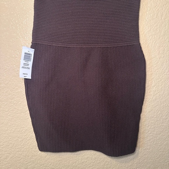 Babaton Brown Ribbed Mini Pencil Skirt for Work - Picture 1 of 3
